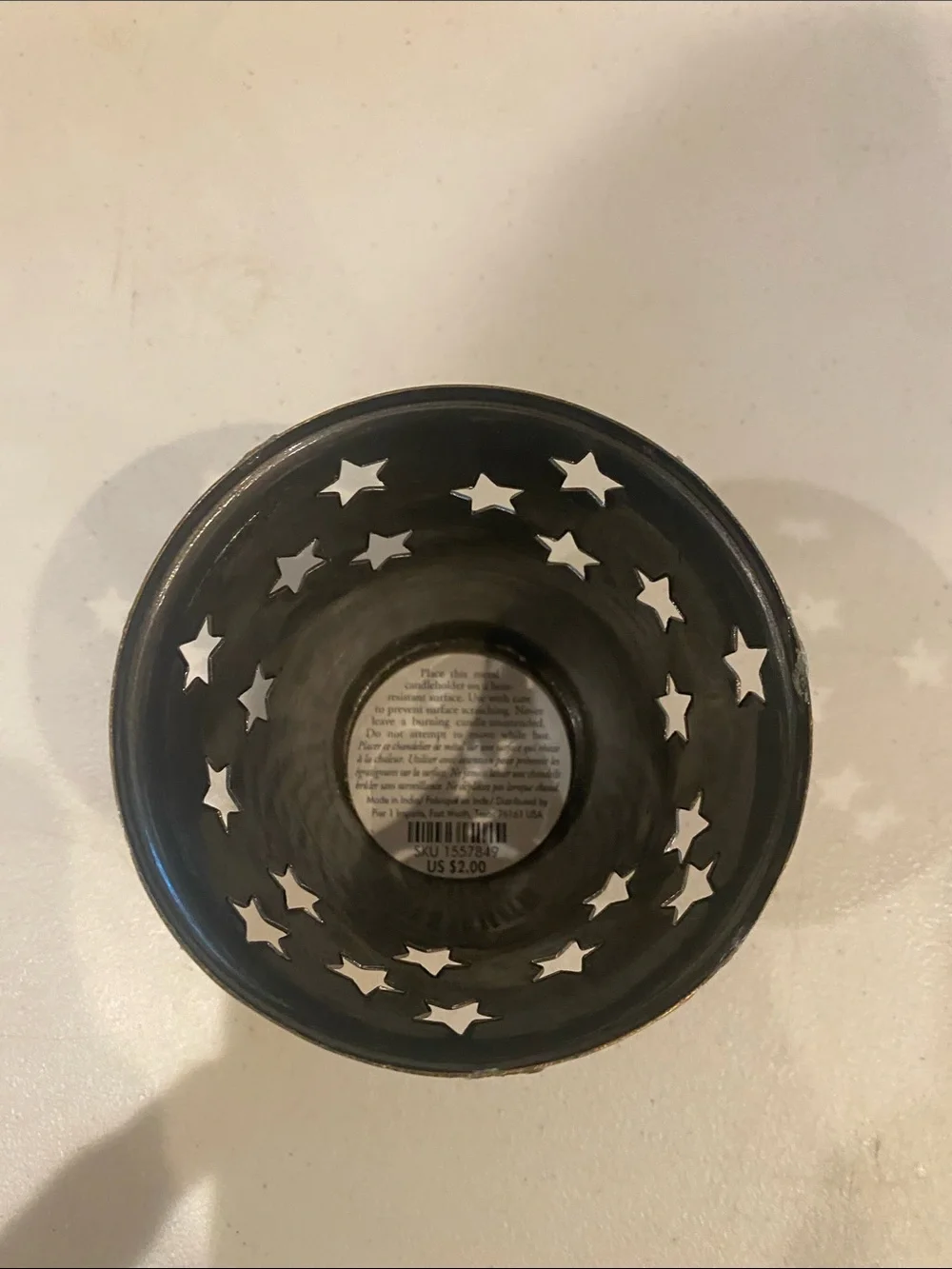 Vintage bundle (2) Pier 1 Imports candle holder star cutout brushed metal